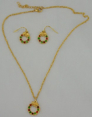 Overstock Closeout Multicolored Crystal Wreath Necklace & Earrings