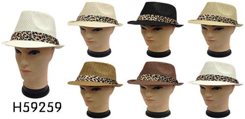 Wholesale Fedora Hats with ANIMAL Print BAND - 10 Doz