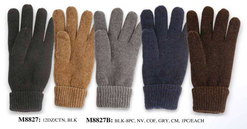 Wholesale Men's Chenille Thermal Insulated GLOVES - 1 DZ