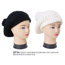 Wholesale Berets - Winter Berets with PomPoms - 1 Doz