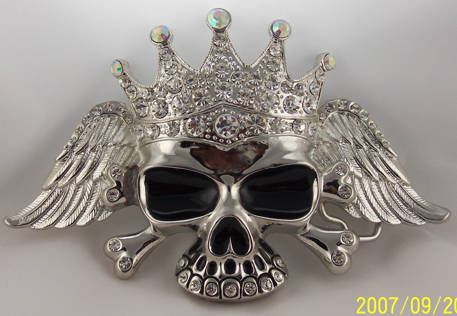 Wholesale Iced Out Bling Bling Hip Hop Rhinestone Skull Crown BELT Buckle