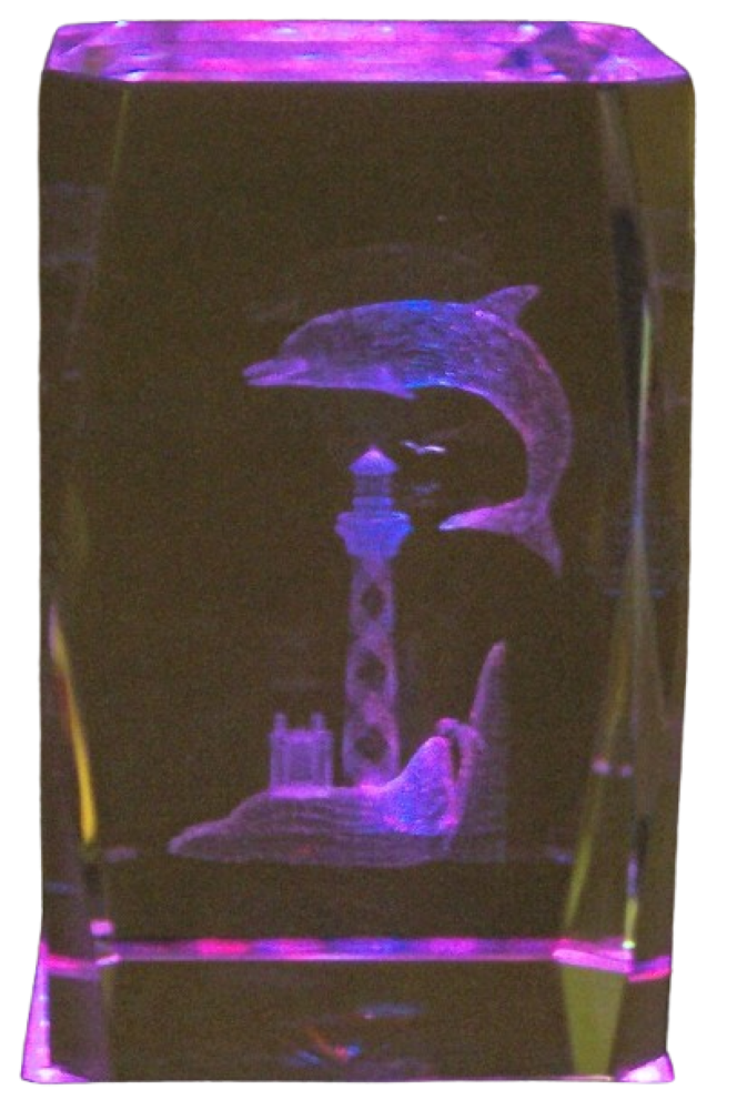 3D Laser Crystal Lighthouse & Dolphin
