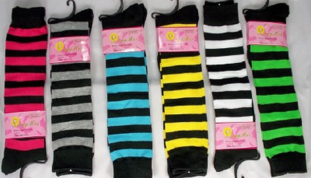 Wholesale Women's Spandex Knee High Socks - Stripe Knee High Socks - 1 Doz