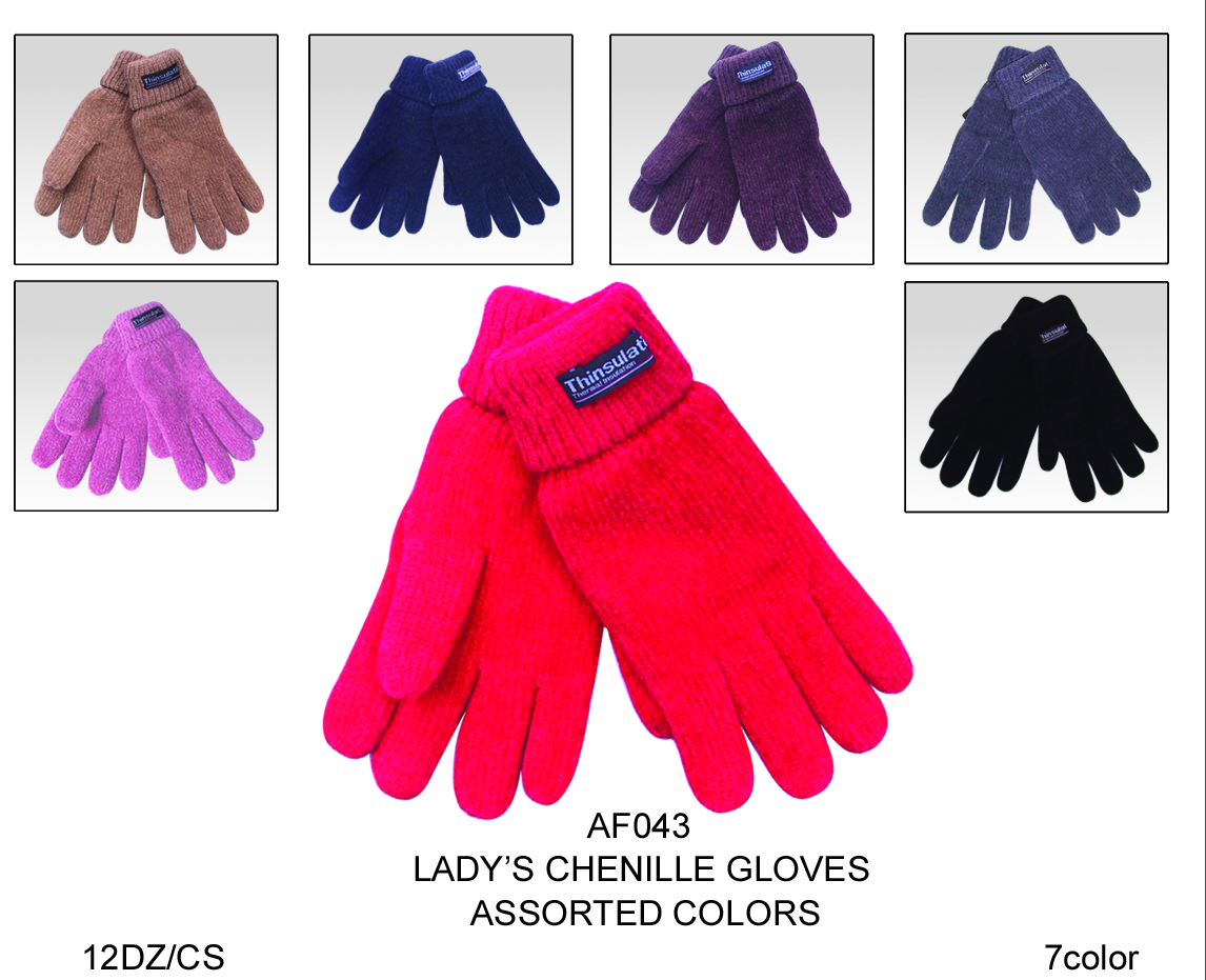 Wholesale Women’s Thermal Insulated Chenille Gloves - 1 DZ