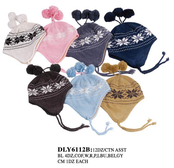 Wholesale Kid's Chenille Earflap Hat with Pompoms – 12 DZ