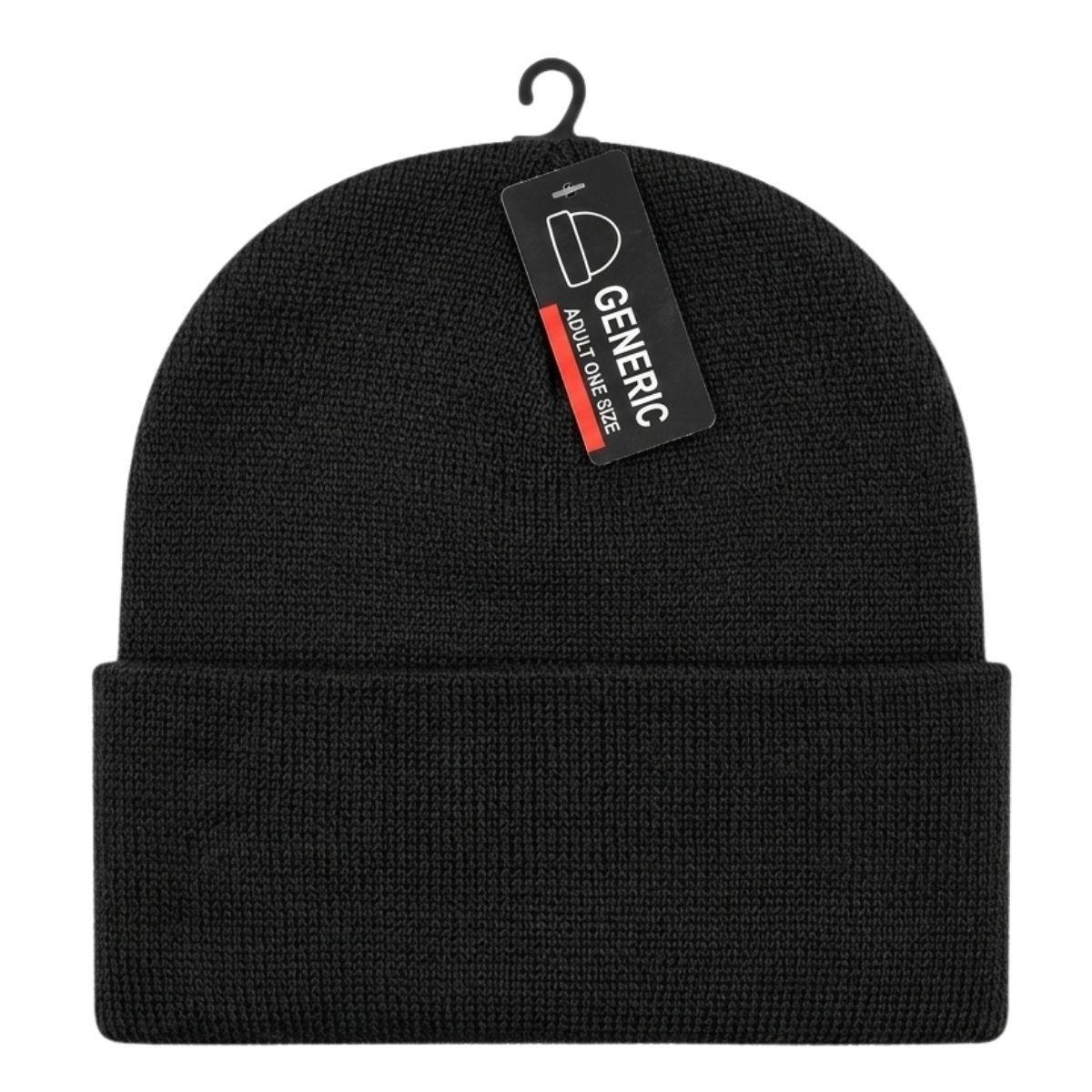 Wholesale Black Ski Hats – Bulk Cuffed Beanie Hats Pallet Closeout (60 Cases)