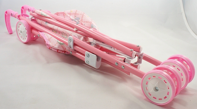 Fash N Kolor - My First Baby Doll Stroller - Pink Polka Dot Doll Stroller With Basket- Soft Grib