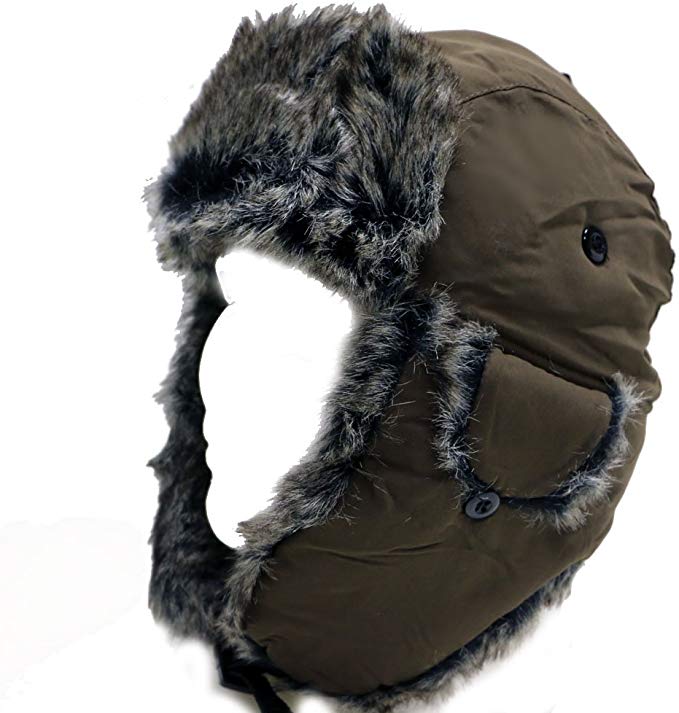City Hunter Soft Nylon Russian/Trapper/Trooper Winter Hat One Size -Black 