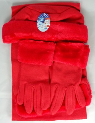 Wholesale Faux Fur Fleece Hat Scarf Gloves Set - 1 Doz
