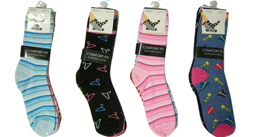 Wholesale Novelty Socks - Women's Crew Socks - 12 Pairs