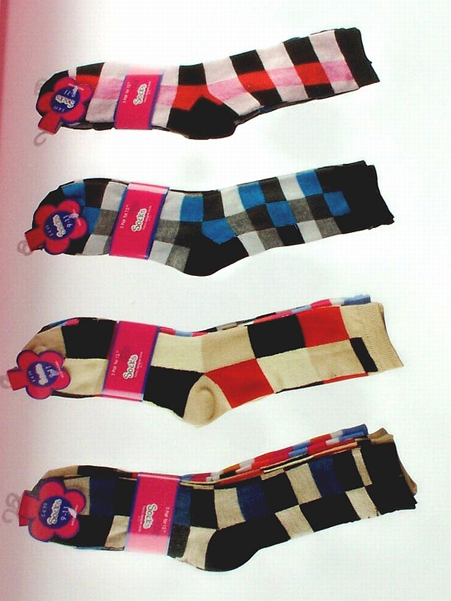 Wholesale Women's Socks - Checker Computer Socks - 1 Doz