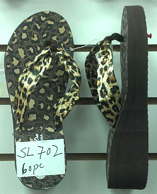 Wholesale Wedge Sandals with Leopard Print - 60 Pairs