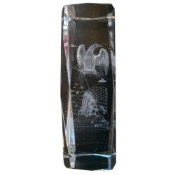 3D Laser Crystal – 9/11 Firefighters Raising the Flag with Bald Eagle Patriotic Memorial