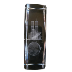 3D Glass Crystal of World Trade Center with Globe & Jet Tribute