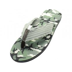 Wholesale Men's Green & Gray Camouflage Flip Flop Sandals (48)